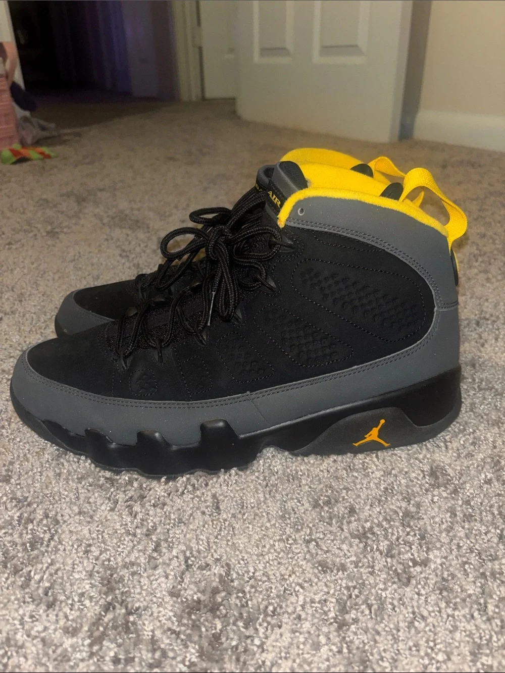 Jordan Black and Yellow High-Top Basketball Sneakers